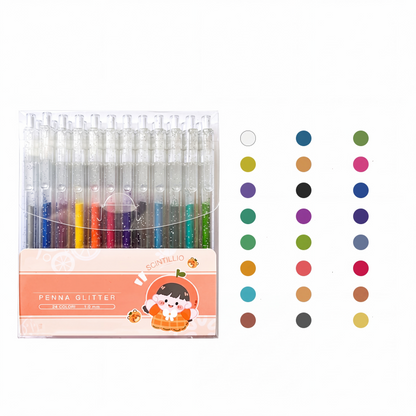 🎨 Set penne glitter ad asciugatura rapida – Ideali per biglietti, planner e scrapbook | Inchiostro brillante valido su carta chiara e scura ✨