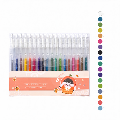 🎨 Set penne glitter ad asciugatura rapida – Ideali per biglietti, planner e scrapbook | Inchiostro brillante valido su carta chiara e scura ✨