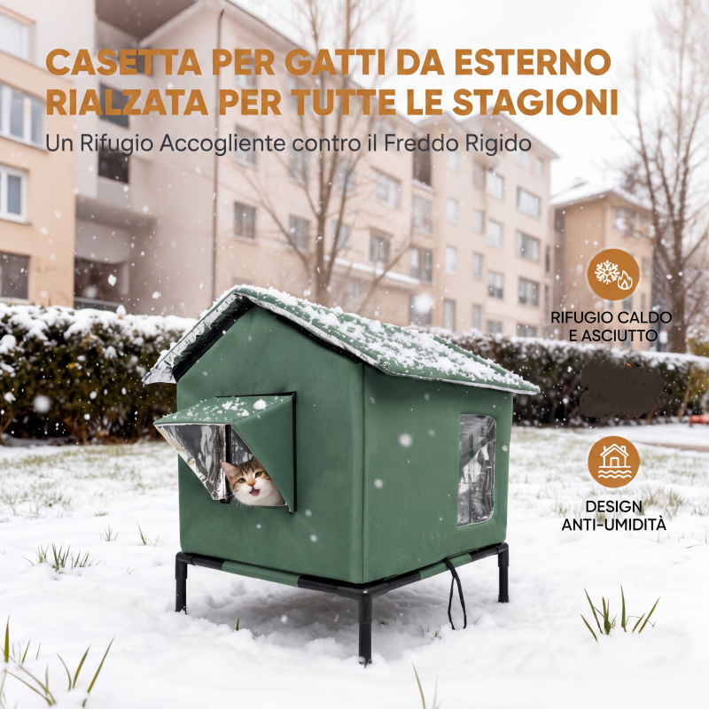 🔥 -50% Oggi: Casetta per Gatti da Esterno Sopraelevata – Tessuto Oxford impermeabile, rivestimento in alluminio termico, design pieghevole, ideale per tutte le stagioni.