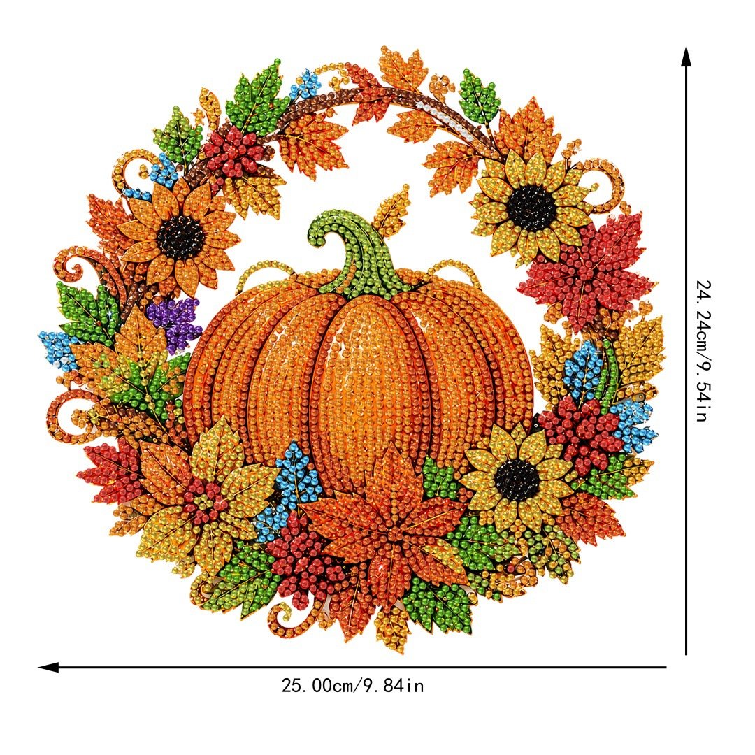 🍂 Corona autunnale di zucche con motivo a rombo da appendere – Kit DIY completo