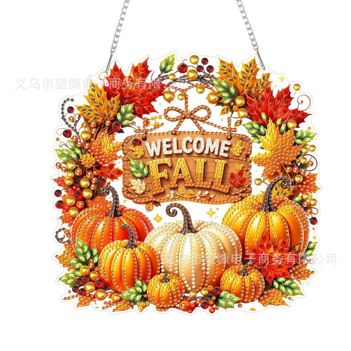 🍂 Corona autunnale di zucche con motivo a rombo da appendere – Kit DIY completo
