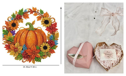 🍂 Corona autunnale di zucche con motivo a rombo da appendere – Kit DIY completo