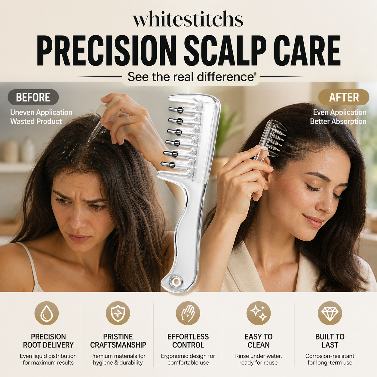 🥳VENDITA CALDA🥳💞OLTRE 10.000 PEZZI VENDUTI! Pettine per Olio per Capelli. Rulli di precisione, erogazione uniforme e massaggio del cuoio capelluto. Nessuno spreco, nessun disordine – acquistalo subito! ✅