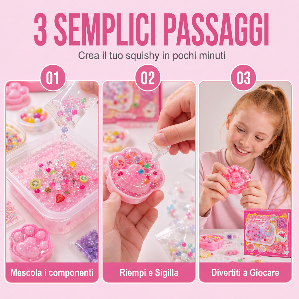 Kit Fai-da-Te di Giocattolo Squishy Ghiaccio Fritto con Design a Zampa di Gatto per Bambini