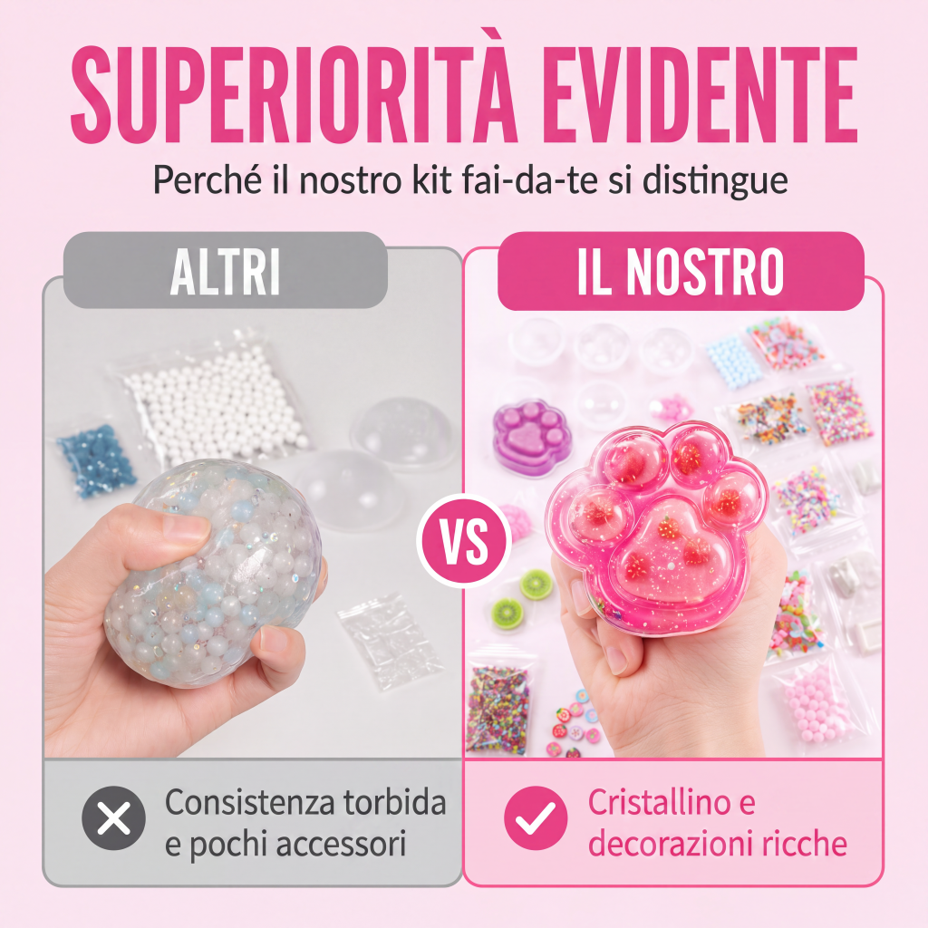 Kit Fai-da-Te di Giocattolo Squishy Ghiaccio Fritto con Design a Zampa di Gatto per Bambini
