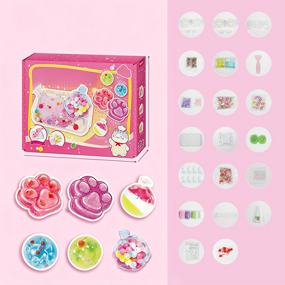 Kit Fai-da-Te di Giocattolo Squishy Ghiaccio Fritto con Design a Zampa di Gatto per Bambini
