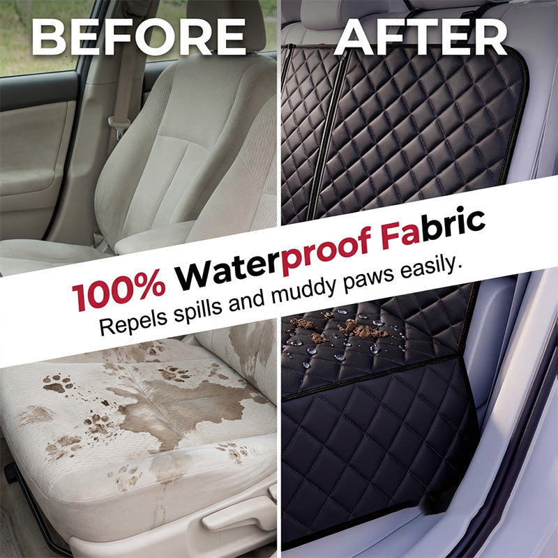 🐶 Coprisedile Auto Impermeabile per Cani | 💧 Protezione Totale da Fango e Liquidi | 🚗 Design con Cerniera Divisa | 🛡️ Aperture per Cinture di Sicurezza