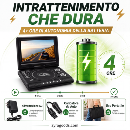 📺 Lettore DVD/EVD portatile HD da 7,8" – Schermo ampio, ricaricabile e compatibile con DVD/CD/USB/SD – Perfetto per casa e viaggi