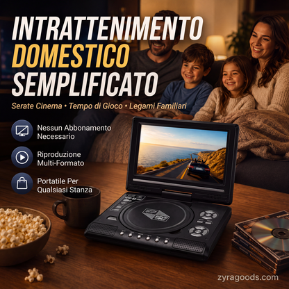 📺 Lettore DVD/EVD portatile HD da 7,8" – Schermo ampio, ricaricabile e compatibile con DVD/CD/USB/SD – Perfetto per casa e viaggi