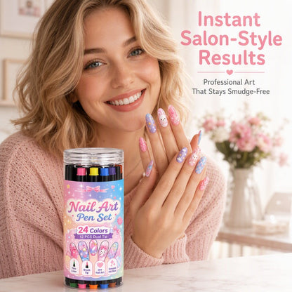 💅 OFFERTA LIMITATA 50% DI SCONTO! 💥 Set di penne per nail art a doppia punta, 24 colori – Creative, qualità da salone, fai da te semplice ✨