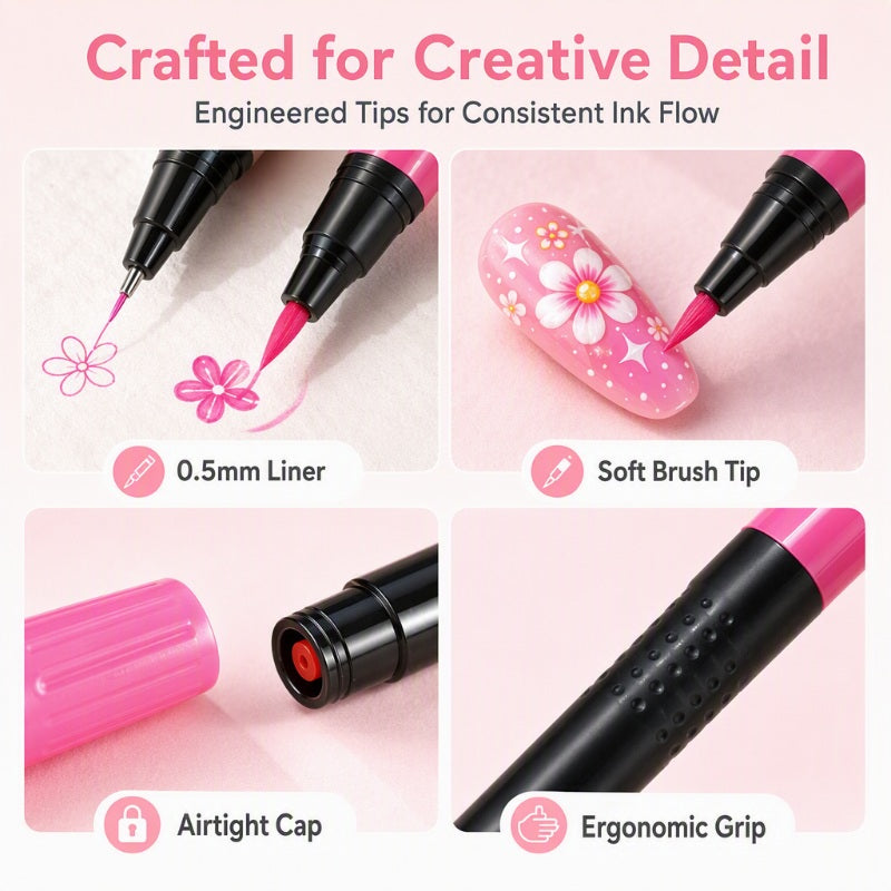💅 OFFERTA LIMITATA 50% DI SCONTO! 💥 Set di penne per nail art a doppia punta, 24 colori – Creative, qualità da salone, fai da te semplice ✨