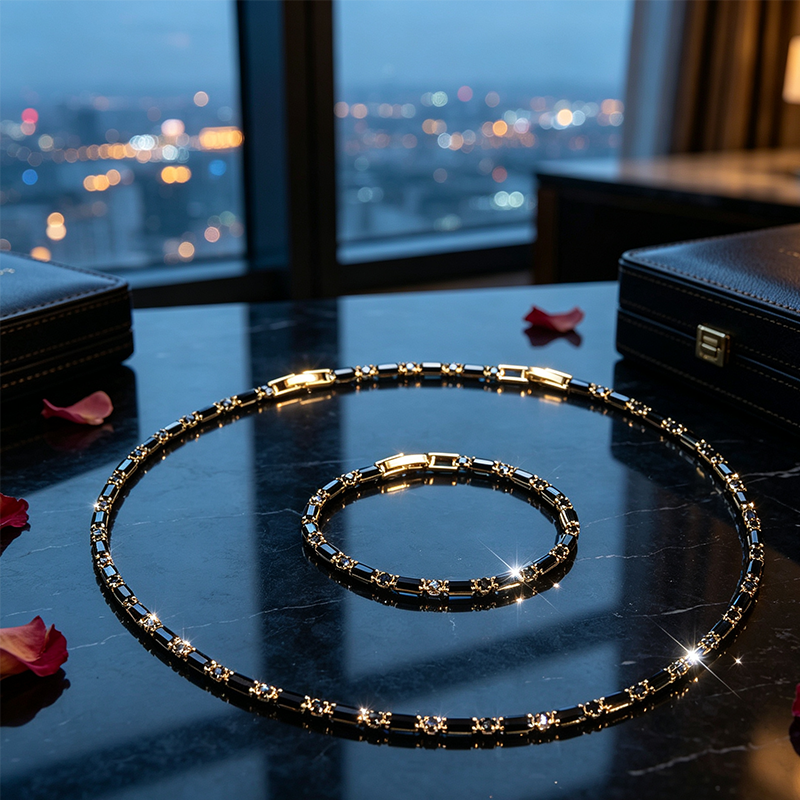 ⏳Offerta speciale a tempo limitato⏰Set di gioielli scintillanti da uomo – Zirconi cubici di impatto, lusso urbano ricercato e misura regolabile