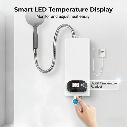 🚿Scaldabagno Elettrico Istantaneo Compatto  | Display LED e 3500W ⚡ | Protezione Anti-Perdite 🛡️ | Salvaspazio per Bagno e Cucina 💧