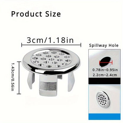 Copertura per Scarico Lavandino Bagno, 4 Pezzi Coperchio Rotondo per Scarico, Anello di Ricambio per Foro Troppo Pieno, Accessorio per Lavabo Cucina e Bagno, Articoli e Componenti per Bagno, Tappo per Scarico
