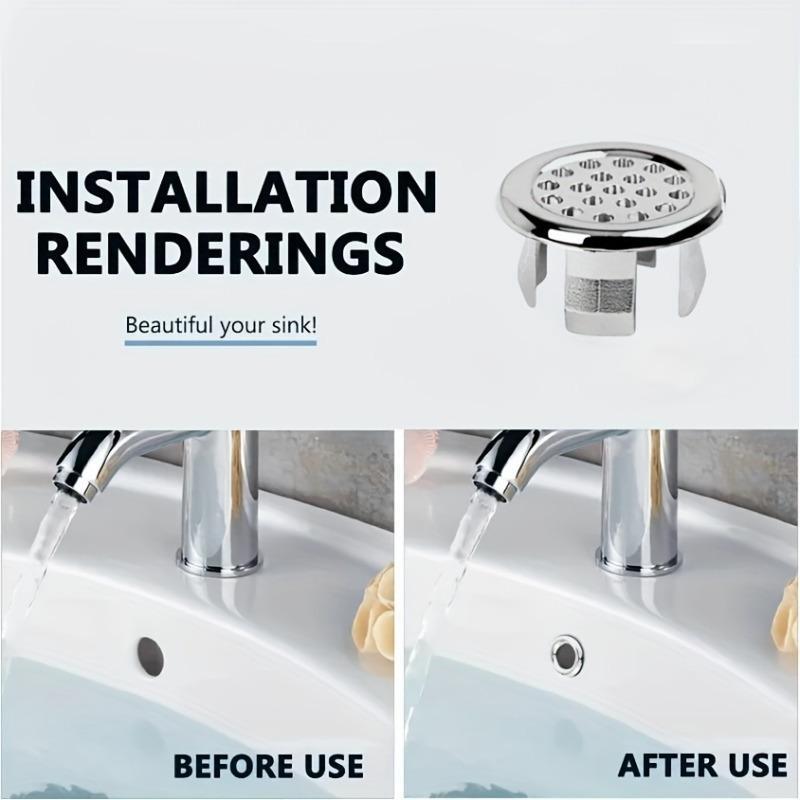 Copertura per Scarico Lavandino Bagno, 4 Pezzi Coperchio Rotondo per Scarico, Anello di Ricambio per Foro Troppo Pieno, Accessorio per Lavabo Cucina e Bagno, Articoli e Componenti per Bagno, Tappo per Scarico