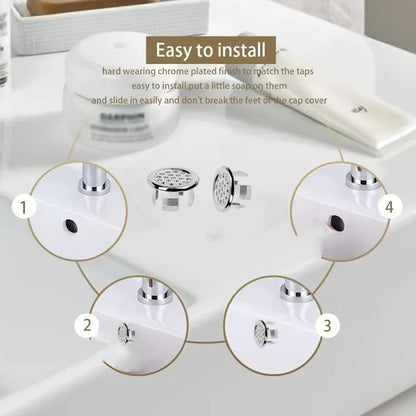 Copertura per Scarico Lavandino Bagno, 4 Pezzi Coperchio Rotondo per Scarico, Anello di Ricambio per Foro Troppo Pieno, Accessorio per Lavabo Cucina e Bagno, Articoli e Componenti per Bagno, Tappo per Scarico
