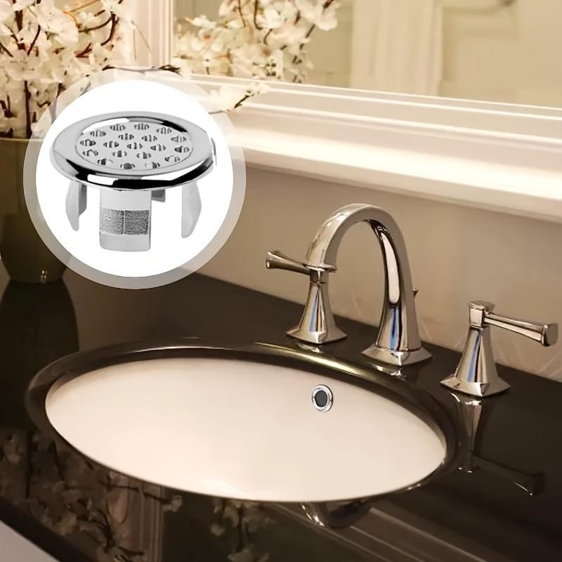 Copertura per Scarico Lavandino Bagno, 4 Pezzi Coperchio Rotondo per Scarico, Anello di Ricambio per Foro Troppo Pieno, Accessorio per Lavabo Cucina e Bagno, Articoli e Componenti per Bagno, Tappo per Scarico