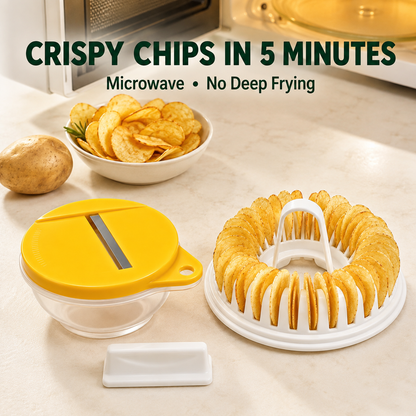 Set fai da te per preparare le patatine fritte nel microonde, completo di ciotola affettatrice.