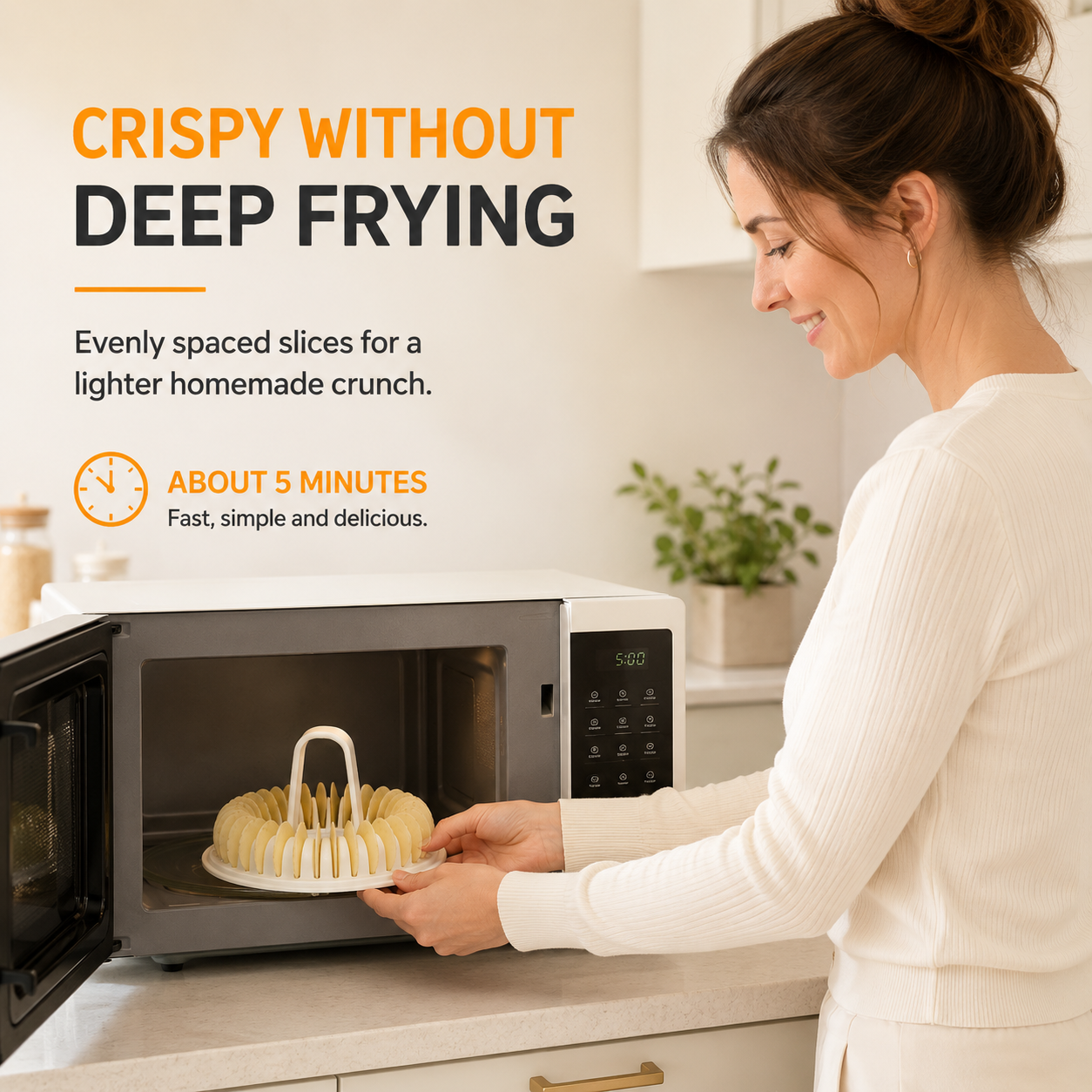 Set fai da te per preparare le patatine fritte nel microonde, completo di ciotola affettatrice.