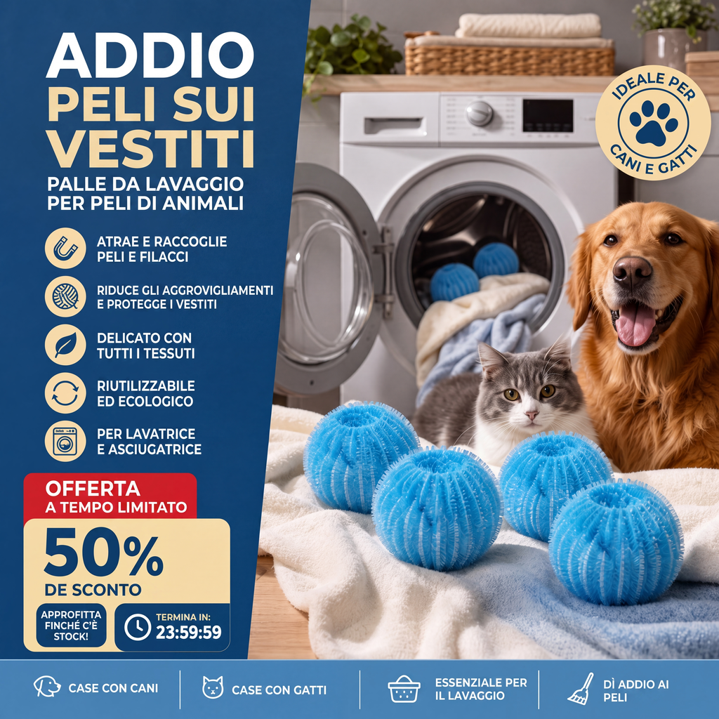 🔥Sconto del 50% ultimo giorno!🔥Sfere di lavaggio riutilizzabili per rimuovere i peli degli animali domestici