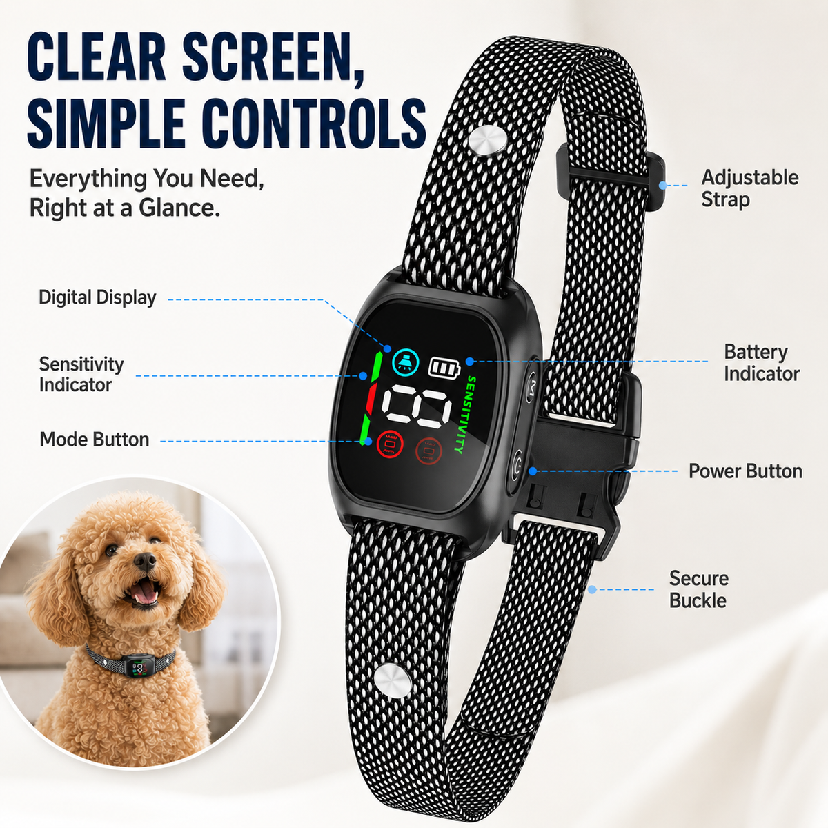 Collare antiabbaio intelligente per cani