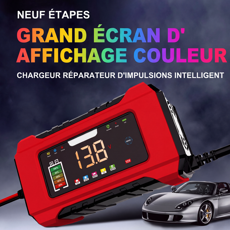 🔋 Caricabatterie Intelligente 12V 6A | Ricarica in 9 Fasi e Riparazione a Impulsi ⚡ | Display LCD a Colori, Compensazione Termica 🌡️ | Protezioni Multiple Integrate 🛡️