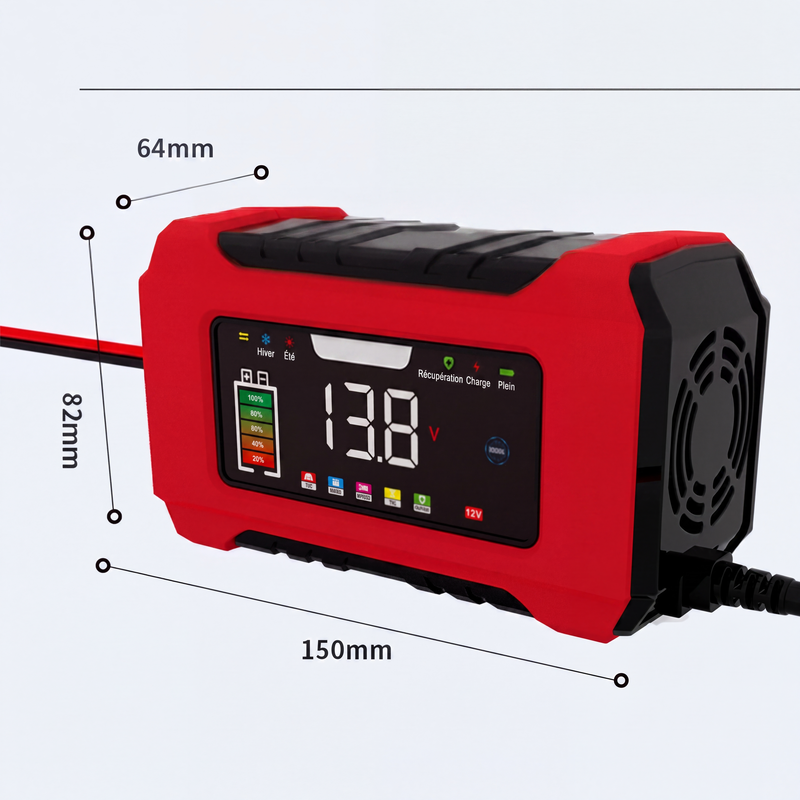 🔋 Caricabatterie Intelligente 12V 6A | Ricarica in 9 Fasi e Riparazione a Impulsi ⚡ | Display LCD a Colori, Compensazione Termica 🌡️ | Protezioni Multiple Integrate 🛡️