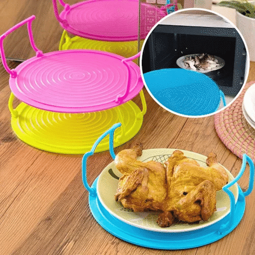 🍽️ Vassoio Pieghevole 2-in-1 per Microonde – Riscalda Due Pietanze Insieme | Manici Cool-Touch Antiscottatura | Silicone Alimentare Senza BPA | Antiscivolo e Salvaspazio | Ø 23,5 × 8,3 cm ✨