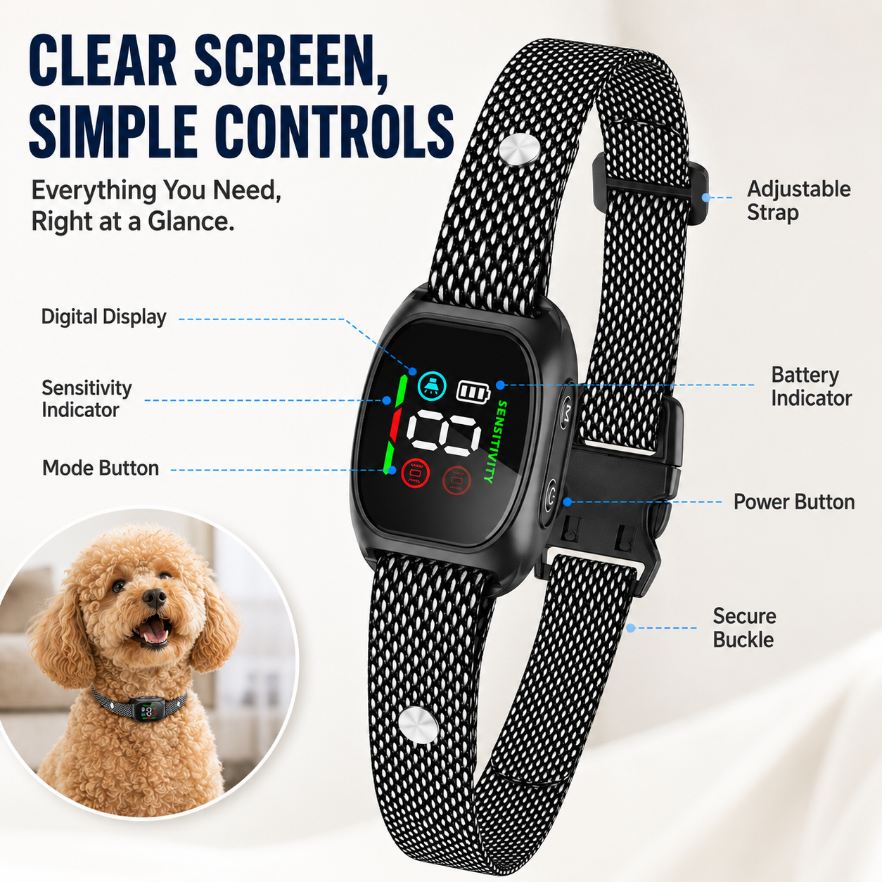 Collare antiabbaio intelligente per cani