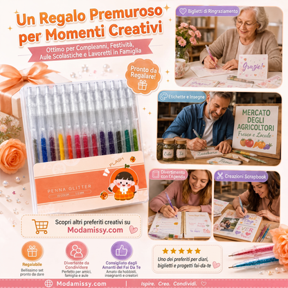 ✨ULTIMO GIORNO DI SALDO!!⚡OLTRE 50.000 PEZZI VENDUTI!🎁Set di penne gel glitterate