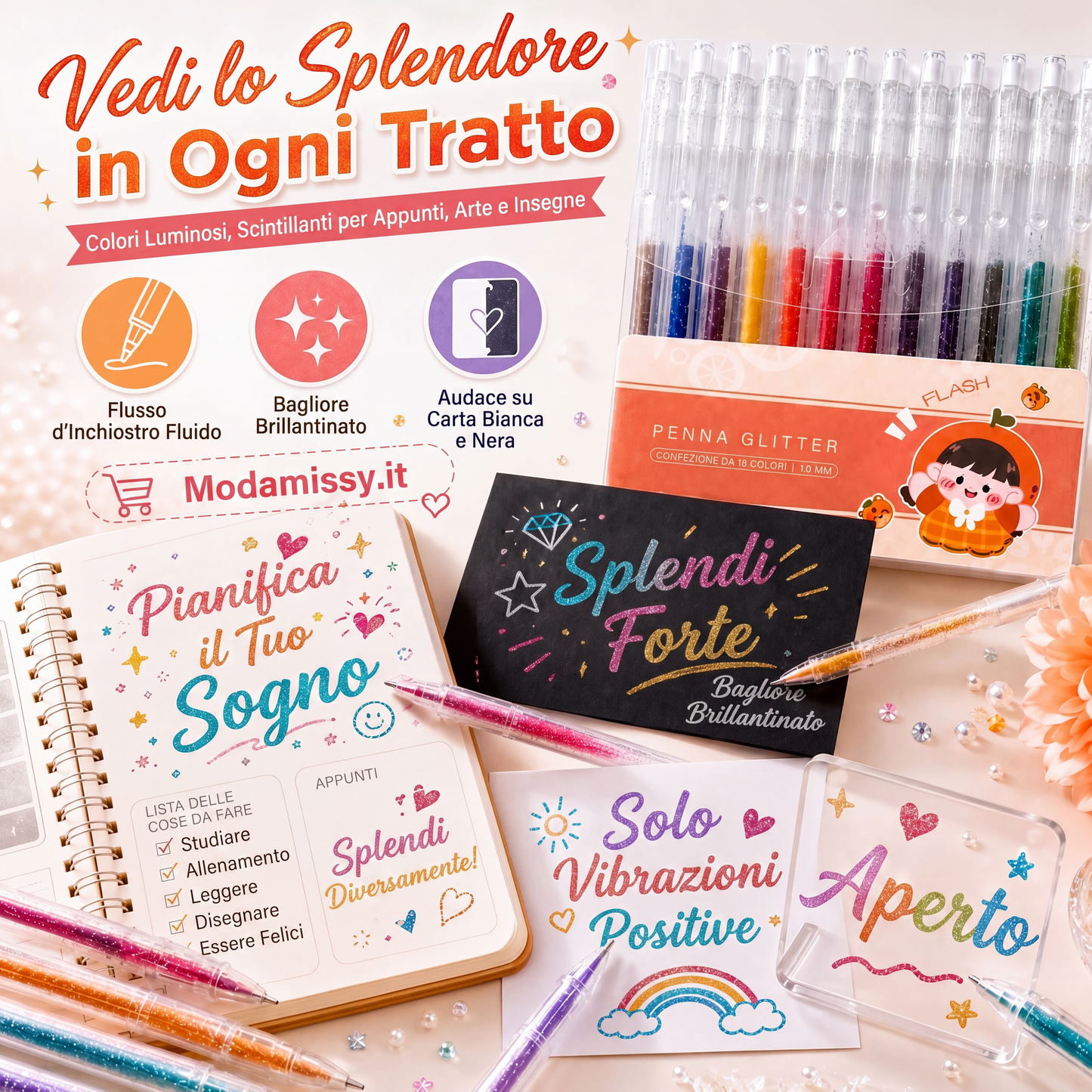 ✨ULTIMO GIORNO DI SALDO!!⚡OLTRE 50.000 PEZZI VENDUTI!🎁Set di penne gel glitterate