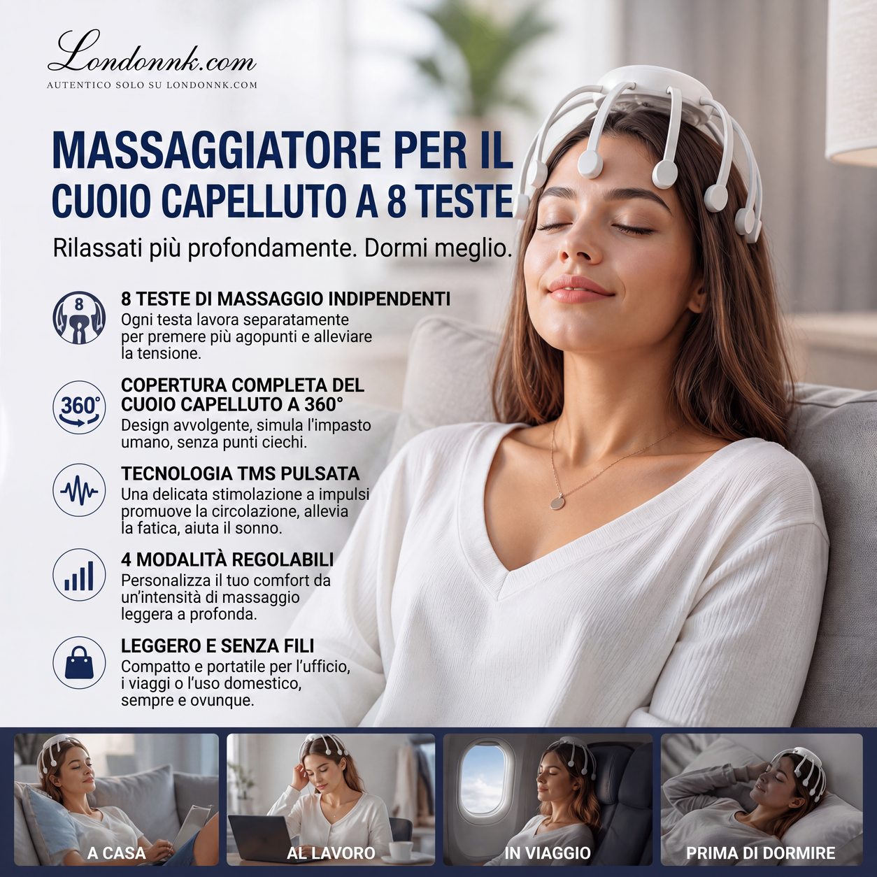 🐙 SCONTO DEL 50% ORA! 💆‍♂️ Massaggiatore Testa Intelligente a Polpo – Impastamento Rilassante, Modalità Multiple e Design Portatile 🔋