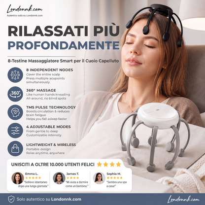 🐙 SCONTO DEL 50% ORA! 💆‍♂️ Massaggiatore Testa Intelligente a Polpo – Impastamento Rilassante, Modalità Multiple e Design Portatile 🔋
