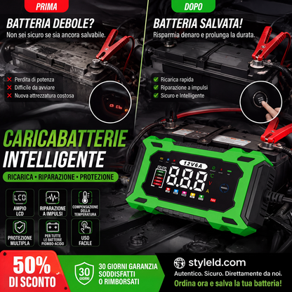 🔥Offerta a tempo limitato - Caricabatteria auto intelligente da 12V, 6A con funzione di riparazione a impulsi