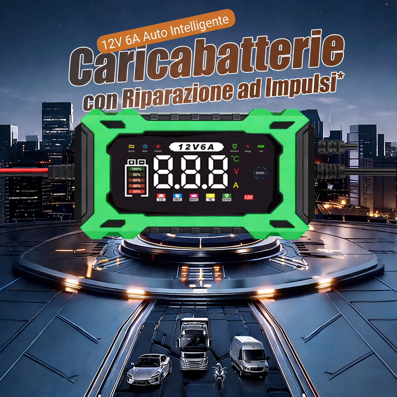🔥Offerta a tempo limitato - Caricabatteria auto intelligente da 12V, 6A con funzione di riparazione a impulsi