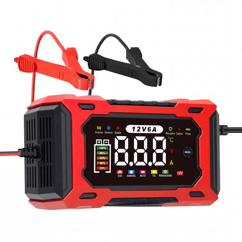 🔥Offerta a tempo limitato - Caricabatteria auto intelligente da 12V, 6A con funzione di riparazione a impulsi