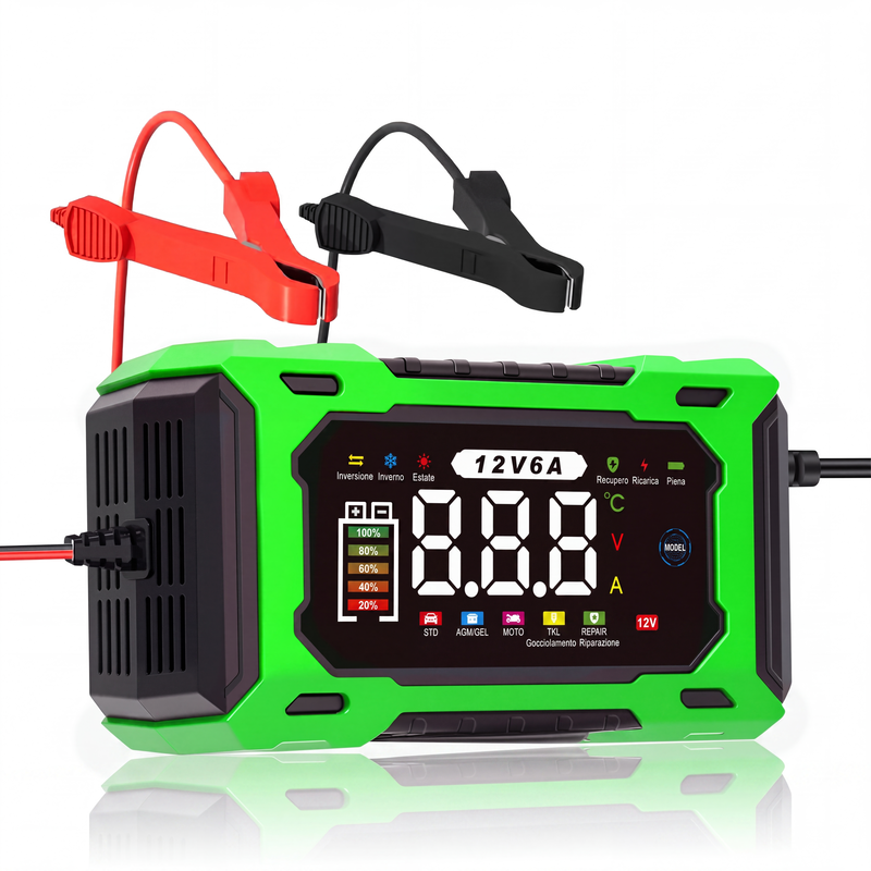 🔥Offerta a tempo limitato - Caricabatteria auto intelligente da 12V, 6A con funzione di riparazione a impulsi