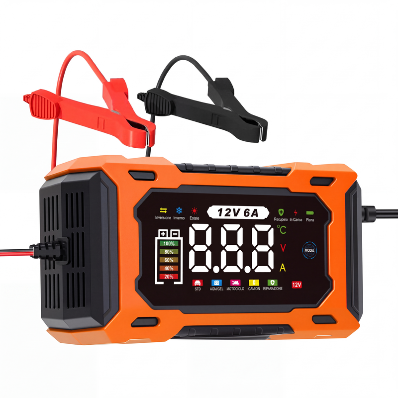 🔥Offerta a tempo limitato - Caricabatteria auto intelligente da 12V, 6A con funzione di riparazione a impulsi