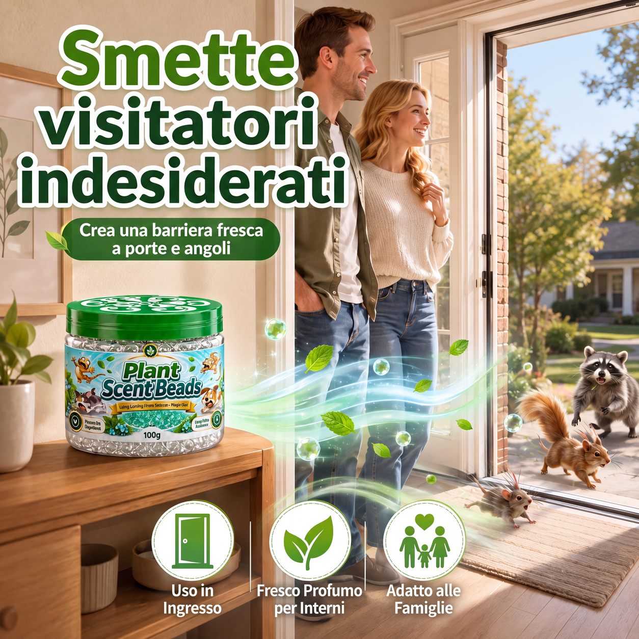 Perle in gel repellente per gechi a base di piante naturali