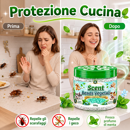 Perle in gel repellente per gechi a base di piante naturali
