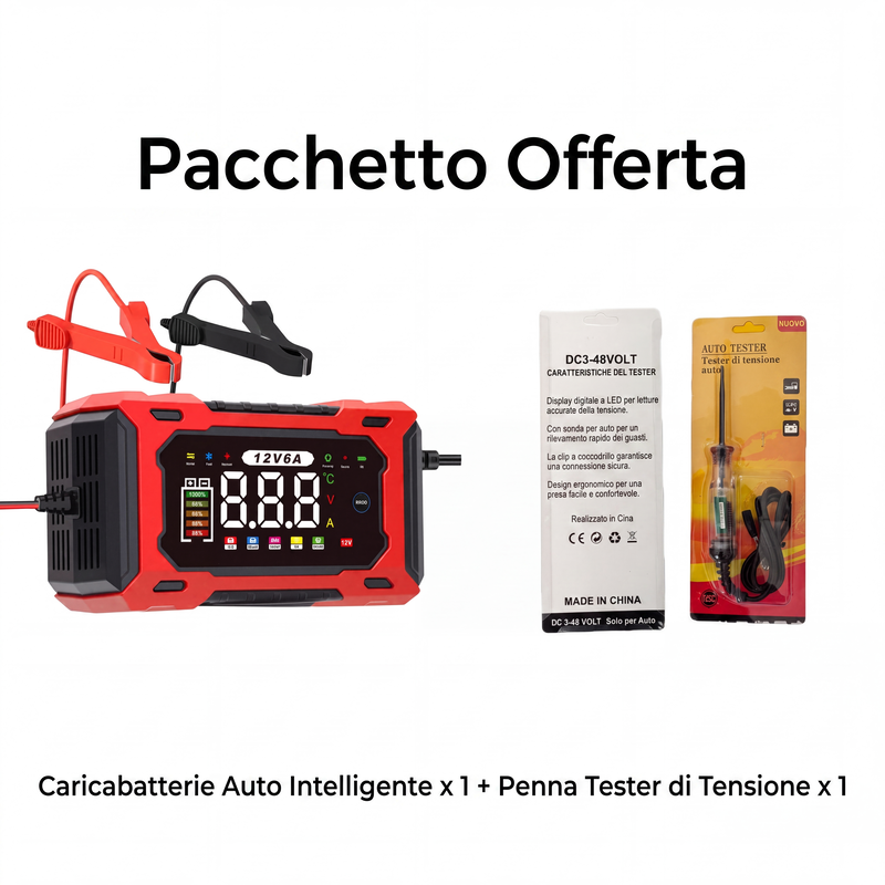 🔥Offerta a tempo limitato - Caricabatteria auto intelligente da 12V, 6A con funzione di riparazione a impulsi
