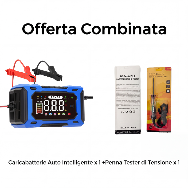🔥Offerta a tempo limitato - Caricabatteria auto intelligente da 12V, 6A con funzione di riparazione a impulsi
