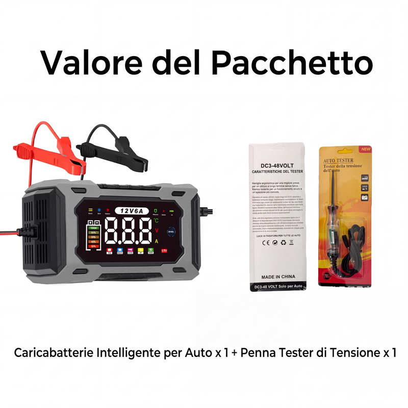 🔥Offerta a tempo limitato - Caricabatteria auto intelligente da 12V, 6A con funzione di riparazione a impulsi