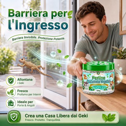 Perle in gel repellente per gechi a base di piante naturali