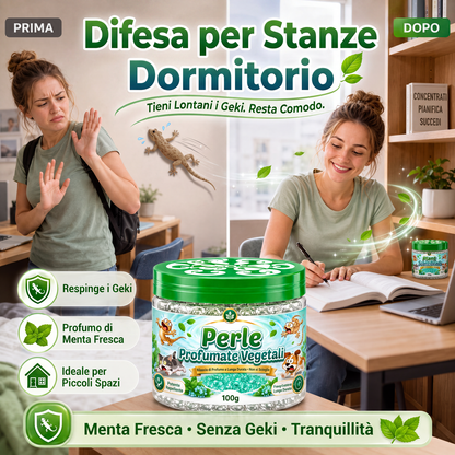 Perle in gel repellente per gechi a base di piante naturali