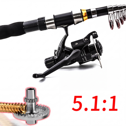 🎣Kit da Pesca Completo Portatile  | Canna Telescopica in Fibra di Vetro 💪 | Mulinello Fluido ed Esche Incluse 🐟 | Ideale per Viaggi e Campeggio 🎒
