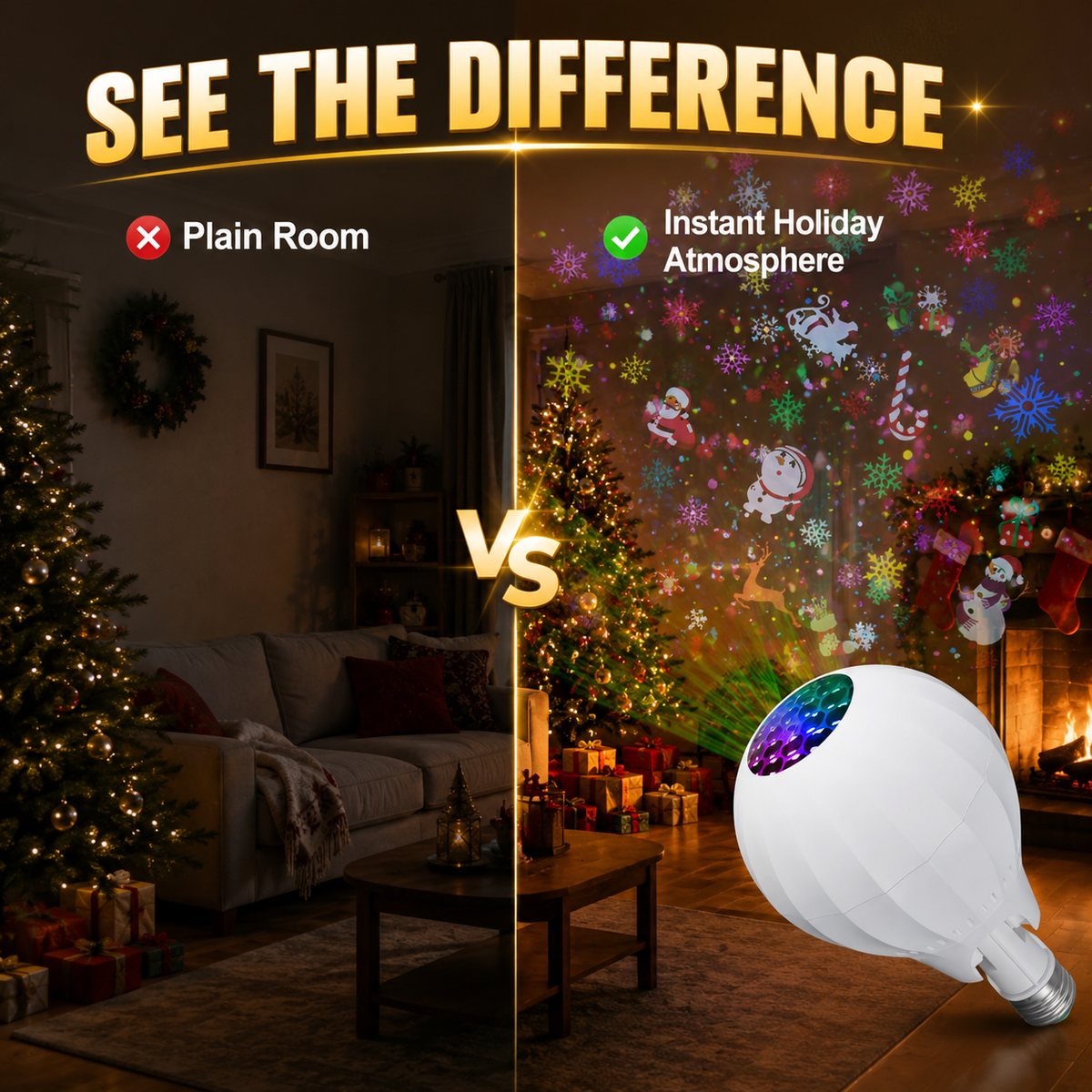 🔥 -50% Oggi: Proiettore Rotante Colorato per Atmosfera Natalizia – Crea giochi di luce magici su pareti e soffitto, perfetto per decorare casa, negozio o giardino durante le feste.