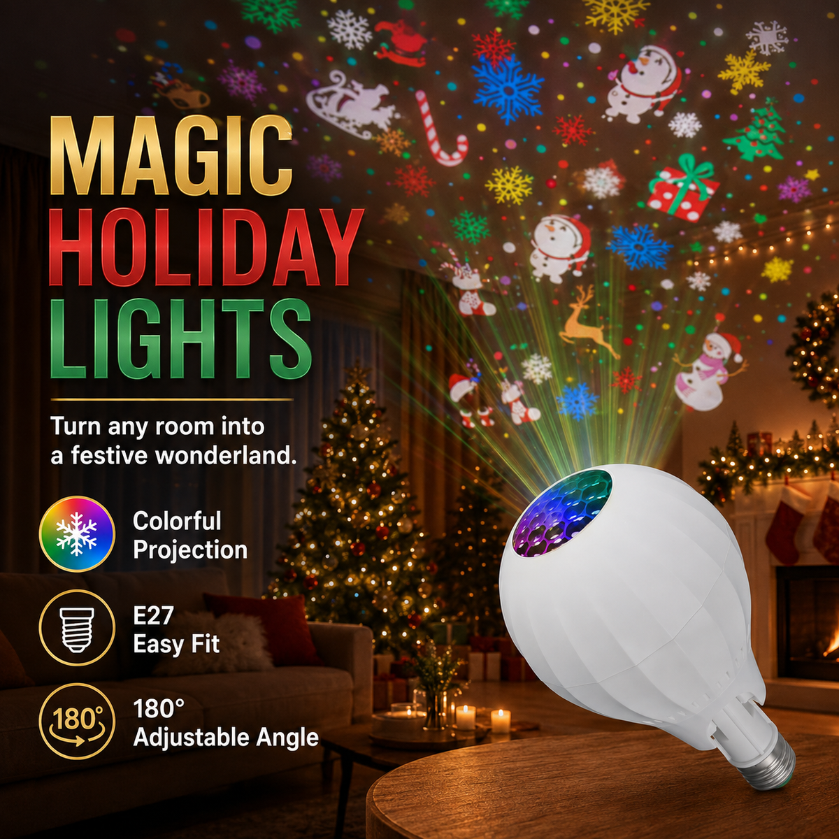 🔥 -50% Oggi: Proiettore Rotante Colorato per Atmosfera Natalizia – Crea giochi di luce magici su pareti e soffitto, perfetto per decorare casa, negozio o giardino durante le feste.