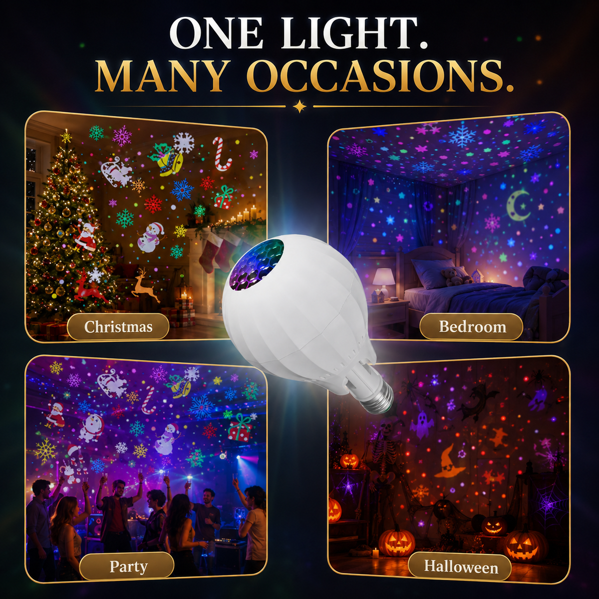 🔥 -50% Oggi: Proiettore Rotante Colorato per Atmosfera Natalizia – Crea giochi di luce magici su pareti e soffitto, perfetto per decorare casa, negozio o giardino durante le feste.