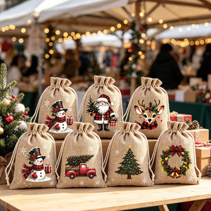 🎄SUPER OFFERTA! Sacchetti regalo con coulisse di Natale 🧦🎅